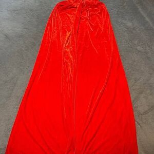 Adult Red Velvet Hooded Robe Cloak Halloween Costume